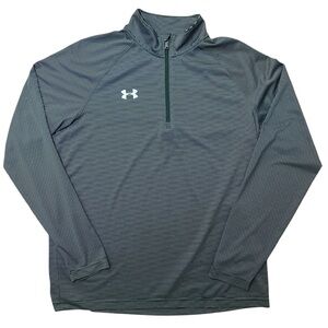 Under Armour HeatGear 1/4 Zip Pullover Men’s LG Green Striped Loose Fit